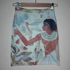 NWOT Egyptian Theme 3D Allover Print Bodycon Miniskirt